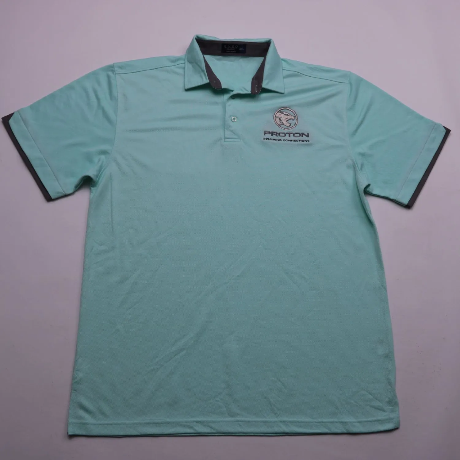 Бирюзовое поло ENZO Classic с вышивкой, размер 60 (3XL)